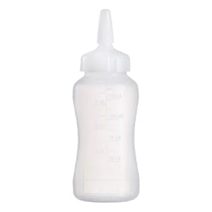 5 oz. Natural LDPE Round Mini Squeeze Sauce Bottle with White HDPE Precise Dispensing Nozzle Cap