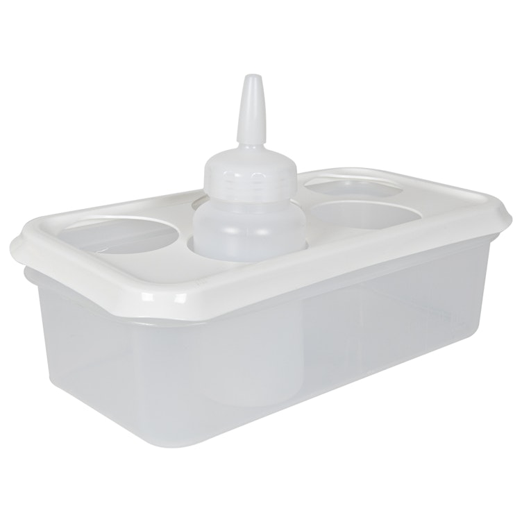 5-Hole Natural Polypropylene Sauce Bottle Organizer with Lid