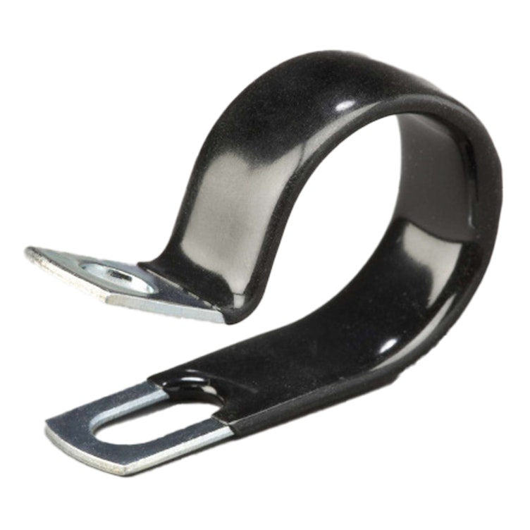 1/4" Dia. x 1/2" W Black Vinyl-Coated Steel Cable Clamp