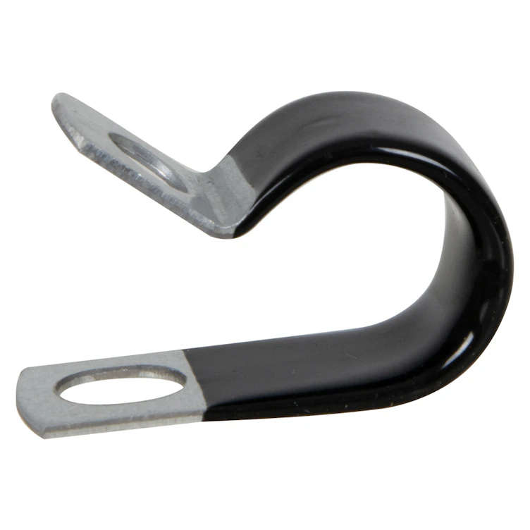 1/2" Dia. x 1/2" W Black Vinyl-Coated Steel Cable Clamp