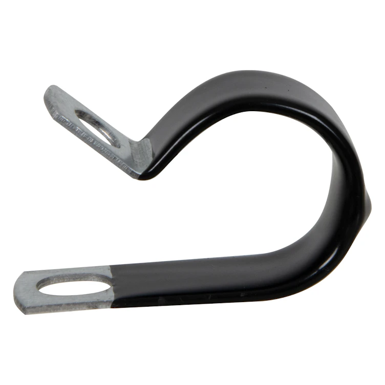 3/4" Dia. x 1/2" W Black Vinyl-Coated Steel Cable Clamp