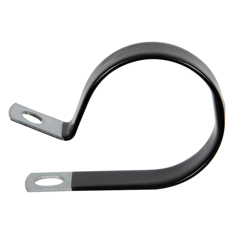 1-1/2" Dia. x 1/2" W Black Vinyl-Coated Steel Cable Clamp