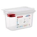 1/9 Size Clear Polyproylene Airtight Food Pan with LDPE ColorClip Lid - 1.1 Quart