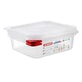 1/6 Size Clear Polyproylene Airtight Food Pan with LDPE ColorClip Lid - 1.2 Quart