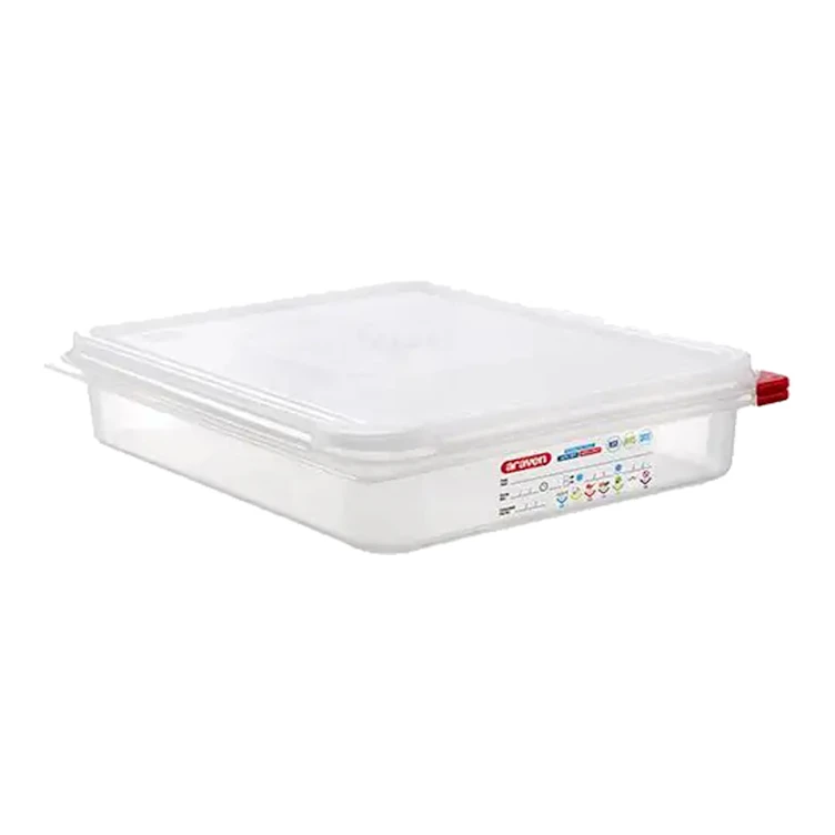 1/2 Size Clear Polyproylene Airtight Food Pan with LDPE ColorClip Lid - 4.2 Quart