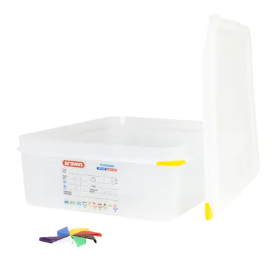 1/2 Size Clear Polyproylene Airtight Food Pan with LDPE ColorClip Lid - 6.8 Quart