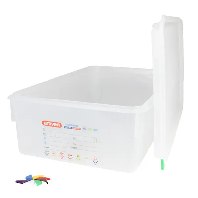 Full Size Clear Polyproylene Airtight Food Pan with LDPE ColorClip Lid - 22.2 Quart