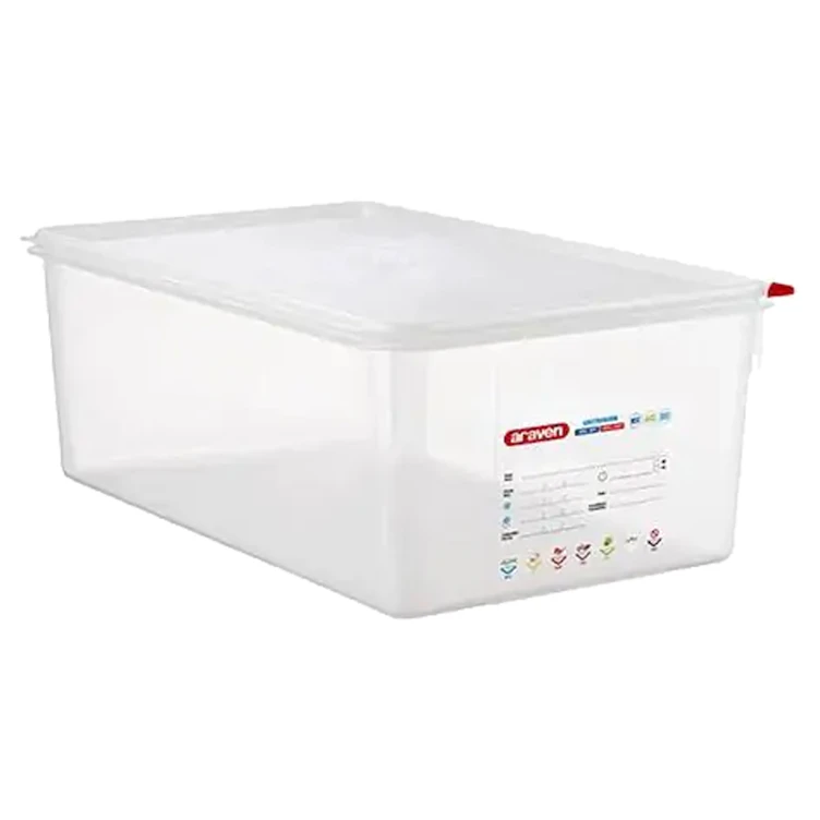 Full Size Clear Polyproylene Airtight Food Pan with LDPE ColorClip Lid - 29.6 Quart