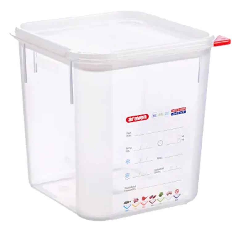 19 Quart Clear Polypropylene Square Food Storage Container with LDPE ColorClip Lid