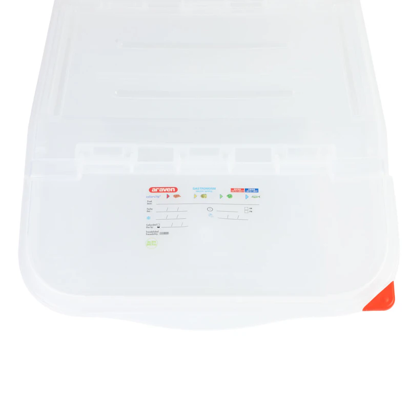 6 Gallon (24 Quart) Translucent Polypropylene Accessible Ingredient Bin with ColorClip Lid
