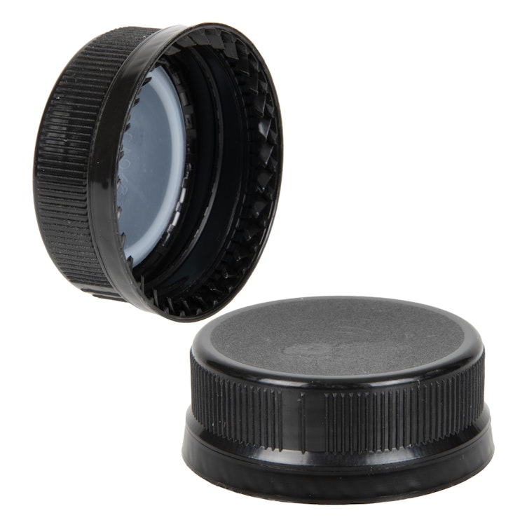 38mm 2-Lead Black Polypropylene Tamper-Evident Beverage Cap