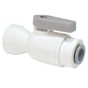 1/4" OD Push-to-Connect x 1/8" FNPTF White Polypropylene LIQUIfit™ Female Connector Two-Way Ball Valve