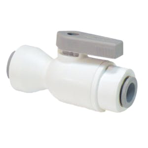 6mm OD Push-to-Connect x 6mm OD Push-to-Connect White Polypropylene LIQUIfit™ Union Two-Way Ball Valve