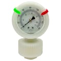 White PVDF One-Piece Molded Pressure Gauge with PTFE Diaphragm - 0 to 15 psi Range