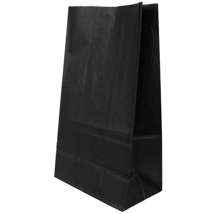 2 lb. Black Kraft Paper SOS Bags - 4-1/8" W x 7-7/8" L + 2-1/2" BG (Case of 500)
