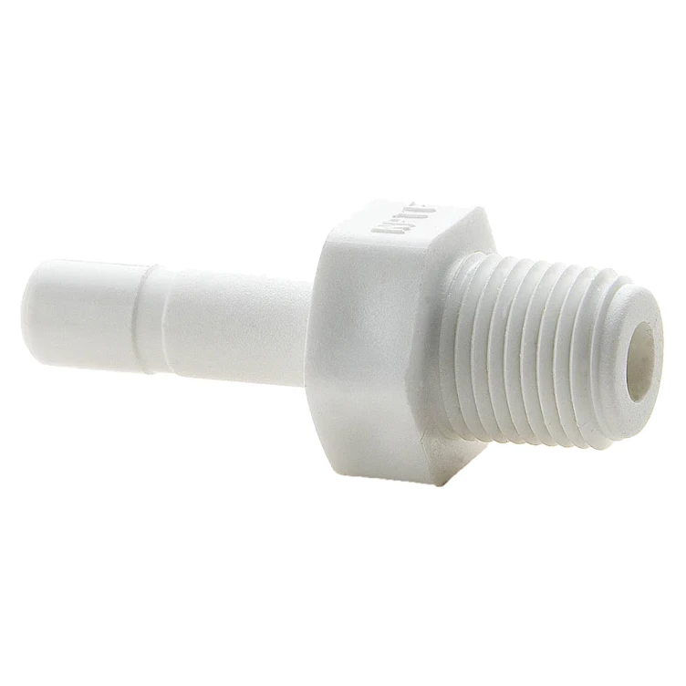 3/8" OD Tube Stem x 3/8" MNPTF White Polypropylene TrueSeal™ Male Tube Stem Adapter