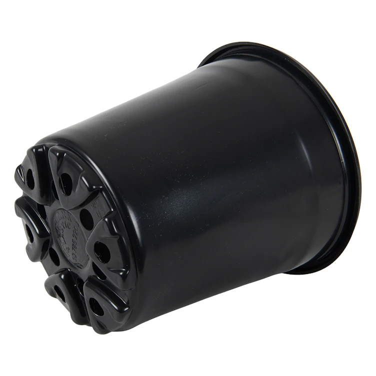 6.5" Round Black Thermoformed Maxi-Grow Trade Gallon Plant Pot with Tag Slots - 6.5" Dia. x 6.5" Hgt. (Case of 200)