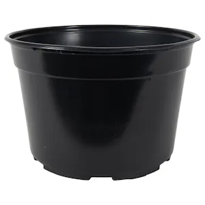 9" Round Black Thermoformed Maxi-Grow Mum Plant Pot with Tag Slot - 9" Dia. x 5.9" Hgt. (Case of 100)