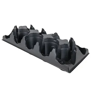 10-Place Black Thermoformed Filling Tray for 4.5" Round Maxi-Grow Plant Pots - 22.4" L x 8.9" W x 4.19" Hgt. (Case of 75)