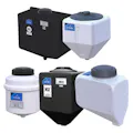 5 Gallon Black LLDPE Square Rinse Tank with 8" Lid & 1-1/4" Spinweld Fitting - 11" L x 11" W x 19" Hgt.