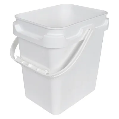 1 Gallon White Polypropylene Super Kube K2 Square Bucket with Plastic Handle (Lid Sold Separately)