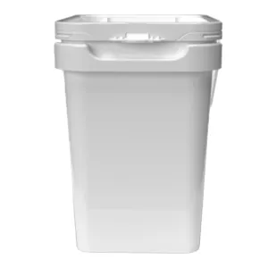 1 Gallon White Polypropylene Super Kube K2 Square Bucket with Plastic Handle (Lid Sold Separately)
