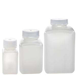 HDPE Wide Mouth Square Reagent Bottles with Caps