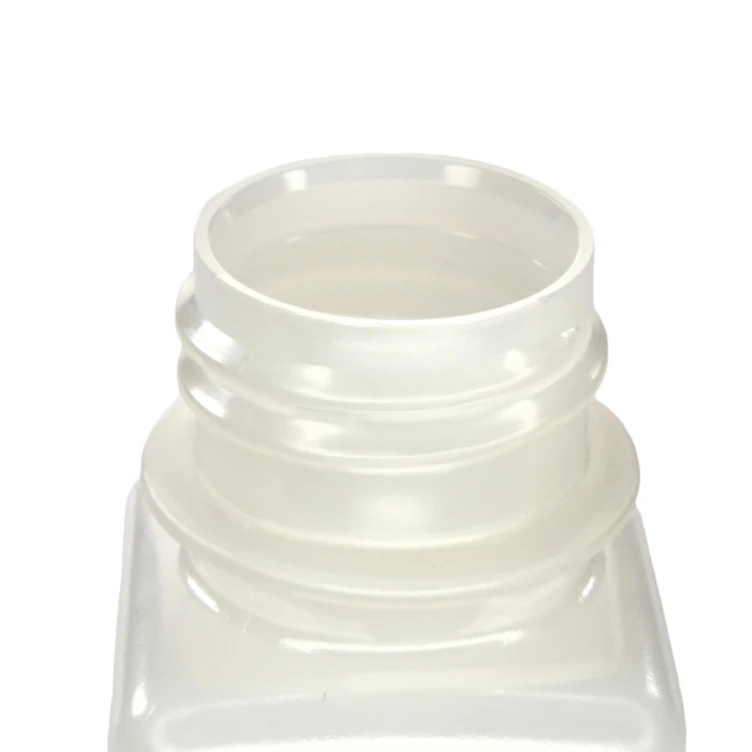 60mL Natural HDPE Sterile Wide Mouth Square Reagent Bottle with 28/415 Natural Polypropylene Cap - Package of 12