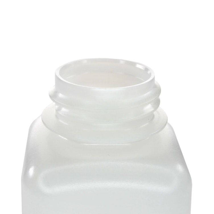 175mL Natural HDPE Sterile Wide Mouth Square Reagent Bottle with 38/415 Natural Polypropylene Cap - Package of 12