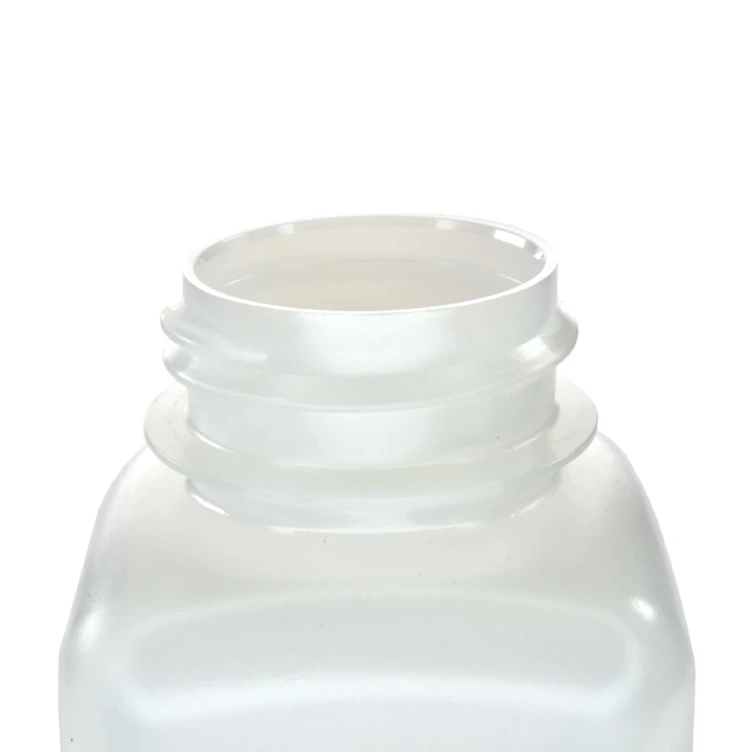 250mL Natural HDPE Sterile Wide Mouth Square Reagent Bottle with 43/415 Natural Polypropylene Cap - Package of 12