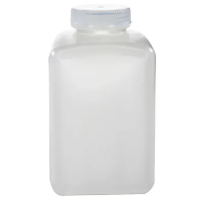 1000mL Natural HDPE Sterile Wide Mouth Square Reagent Bottle with 53/415 Natural Polypropylene Cap - Package of 12
