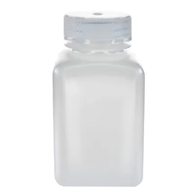 175mL Natural HDPE Non-Sterile Wide Mouth Square Reagent Bottle with 38/415 Natural Polypropylene Cap - Package of 12