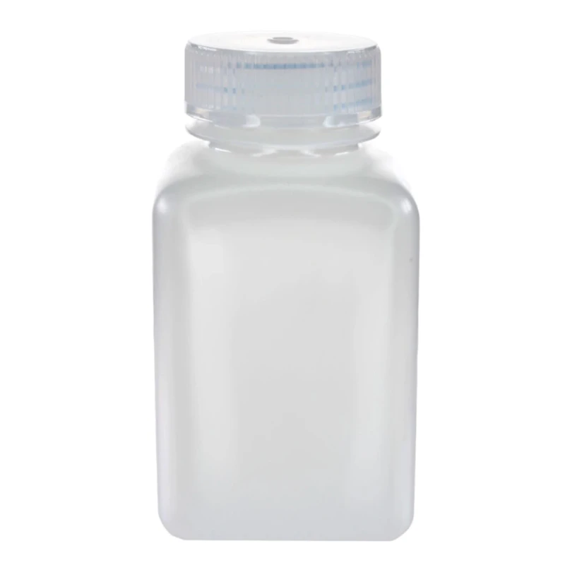 175mL Natural HDPE Non-Sterile Wide Mouth Square Reagent Bottle with 38/415 Natural Polypropylene Cap - Package of 12