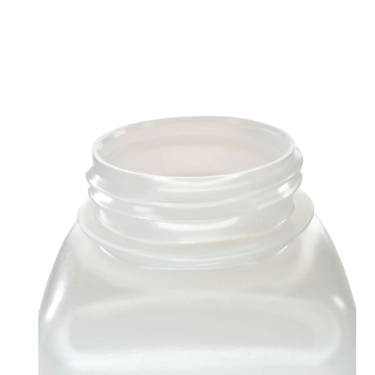 500mL Natural HDPE Non-Sterile Wide Mouth Square Reagent Bottle with 43/415 Natural Polypropylene Cap - Package of 12