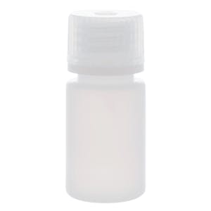 15mL Natural HDPE Narrow Mouth Round Reagent Bottle with 20/415 Natural Polypropylene Cap - Package of 12