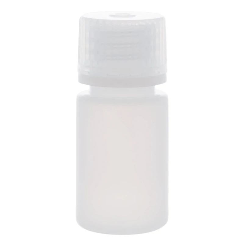 15mL Natural HDPE Narrow Mouth Round Reagent Bottle with 20/415 Natural Polypropylene Cap - Package of 12