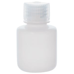 30mL Natural HDPE Narrow Mouth Round Reagent Bottle with 20/415 Natural Polypropylene Cap - Package of 12