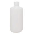 500mL Natural HDPE Narrow Mouth Round Reagent Bottle with 28/415 Natural Polypropylene Cap - Package of 12