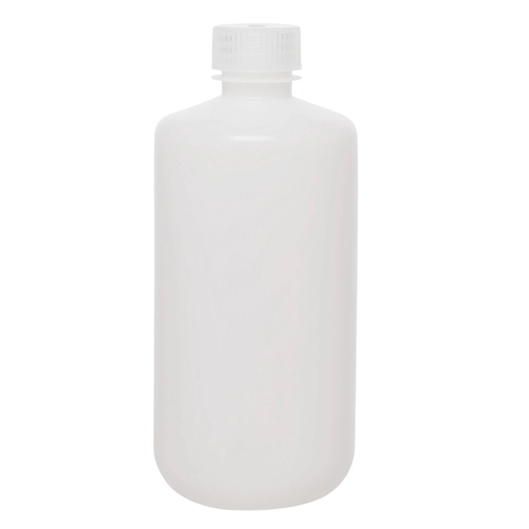 500mL Natural HDPE Narrow Mouth Round Reagent Bottle with 28/415 Natural Polypropylene Cap - Package of 12