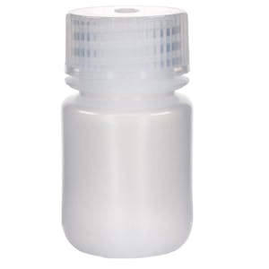 30mL Natural LDPE Wide Mouth Round Reagent Bottle with 28/415 Natural Polypropylene Cap - Package of 12