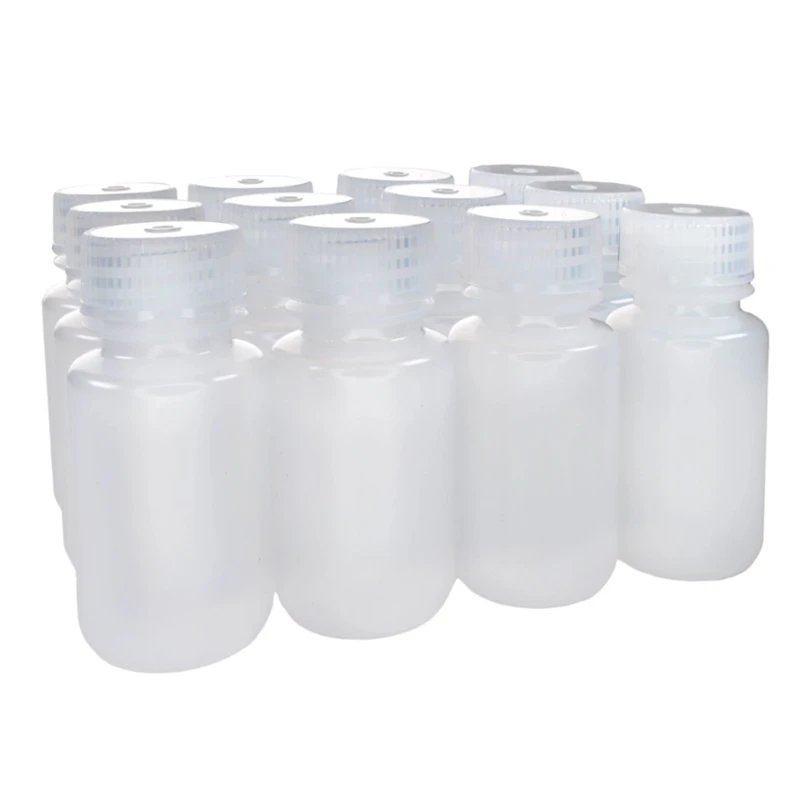 60mL Natural LDPE Wide Mouth Round Reagent Bottle with 28/415 Natural Polypropylene Cap - Package of 12