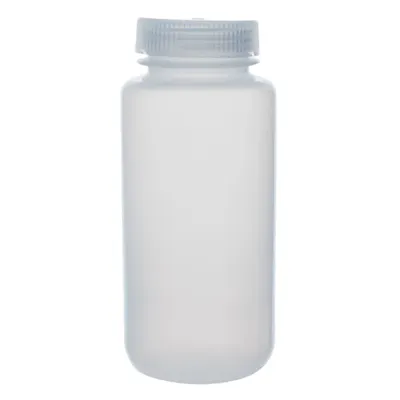500mL Natural LDPE Wide Mouth Round Reagent Bottle with 53/415 Natural Polypropylene Cap - Package of 12
