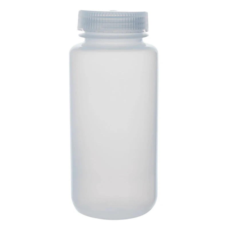 500mL Natural LDPE Wide Mouth Round Reagent Bottle with 53/415 Natural Polypropylene Cap - Package of 12