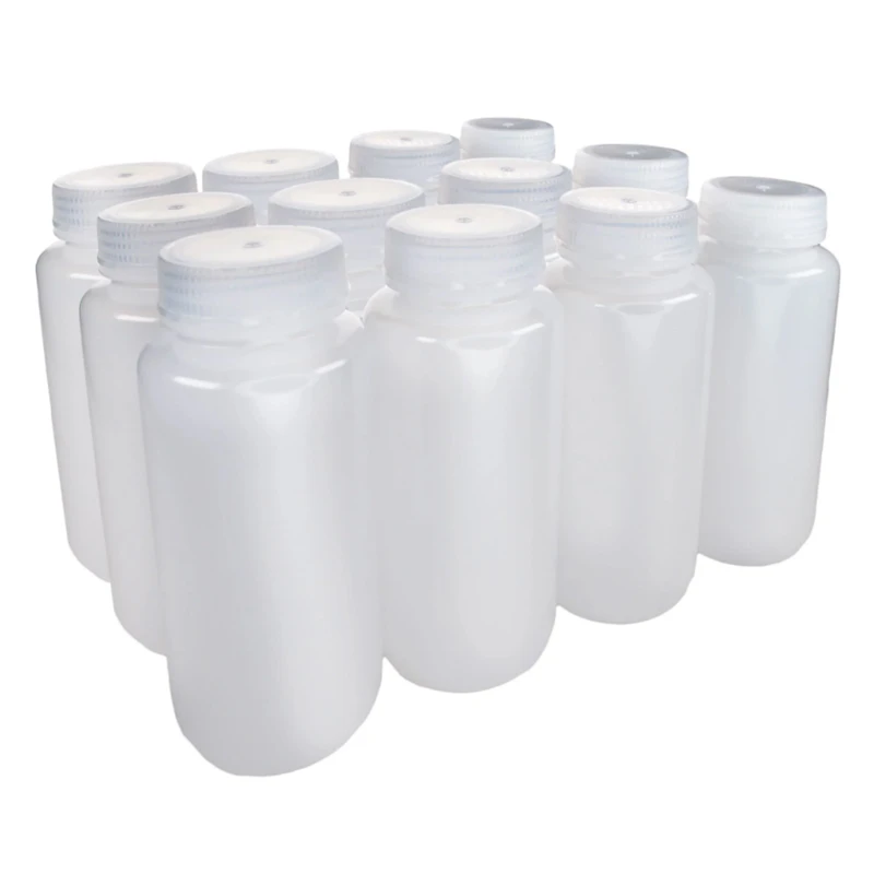 500mL Natural LDPE Wide Mouth Round Reagent Bottle with 53/415 Natural Polypropylene Cap - Package of 12