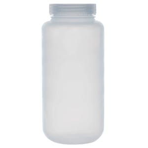 1000mL Natural LDPE Wide Mouth Round Reagent Bottle with 63/415 Natural Polypropylene Cap - Package of 12