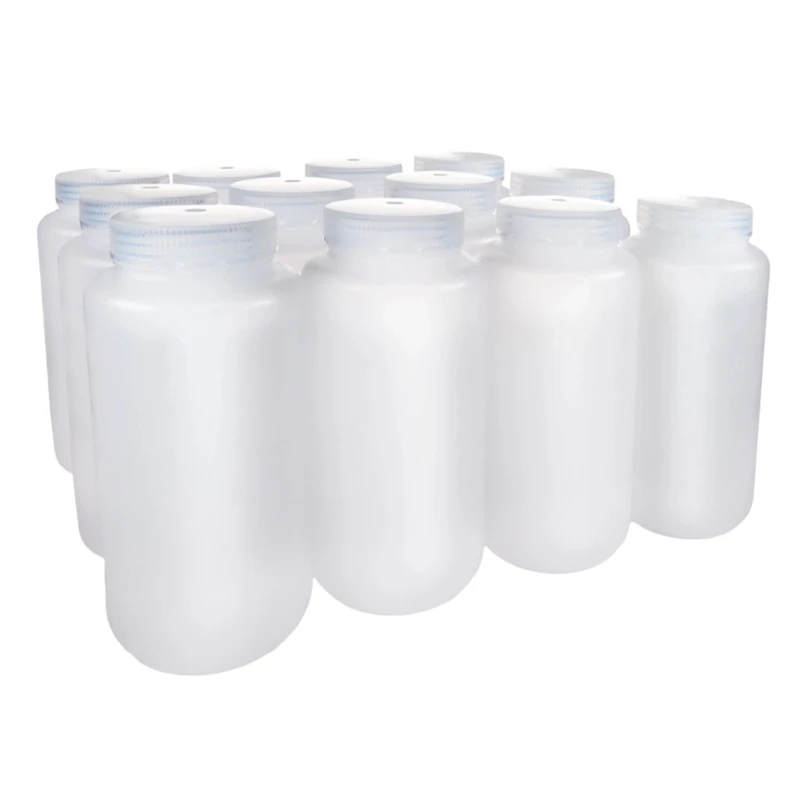 1000mL Natural LDPE Wide Mouth Round Reagent Bottle with 63/415 Natural Polypropylene Cap - Package of 12