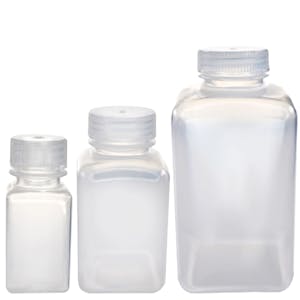 Polypropylene Wide Mouth Square Reagent Bottles with Caps