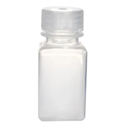 60mL Natural Polypropylene Wide Mouth Square Reagent Bottle with 28/415 Natural Polypropylene Cap - Package of 12