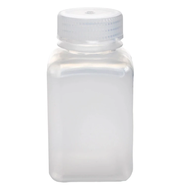 175mL Natural Polypropylene Wide Mouth Square Reagent Bottle with 38/415 Natural Polypropylene Cap - Package of 12