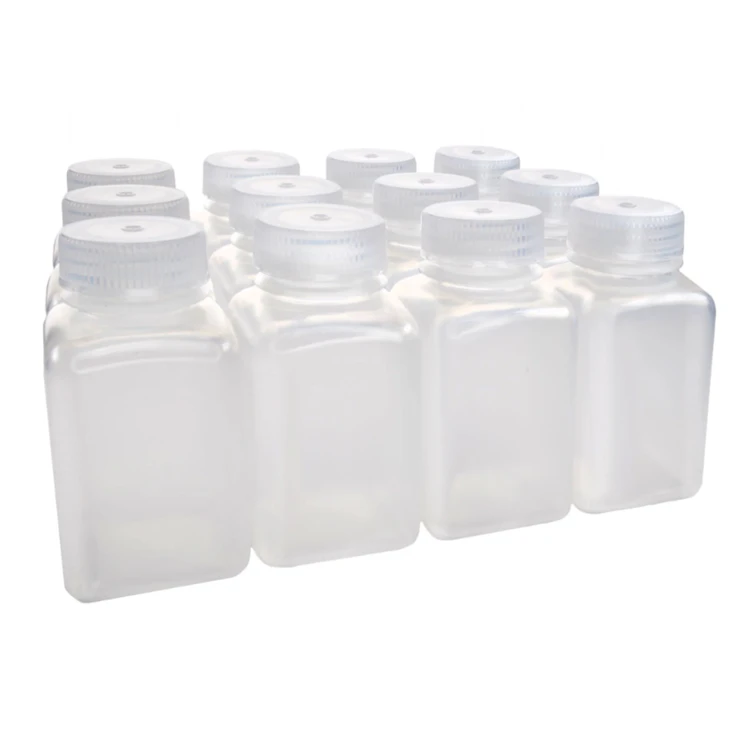 175mL Natural Polypropylene Wide Mouth Square Reagent Bottle with 38/415 Natural Polypropylene Cap - Package of 12